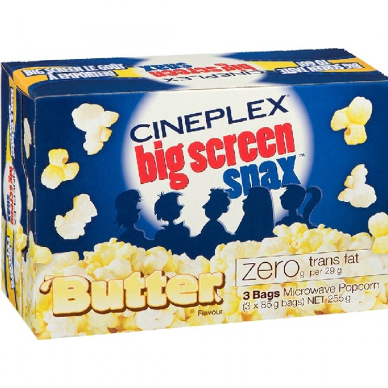 Cineplex Big Screen Snax Extra Butter popcorn