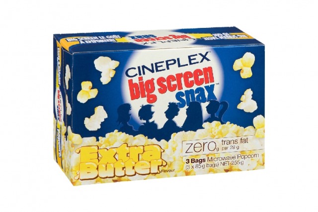Cineplex Big Screen Snax Extra Butter popcorn
